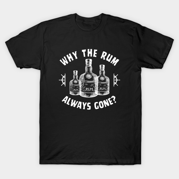 Rum Always Gone! Funny Jack Sparrow Sayings T-Shirt by Andrew Collins